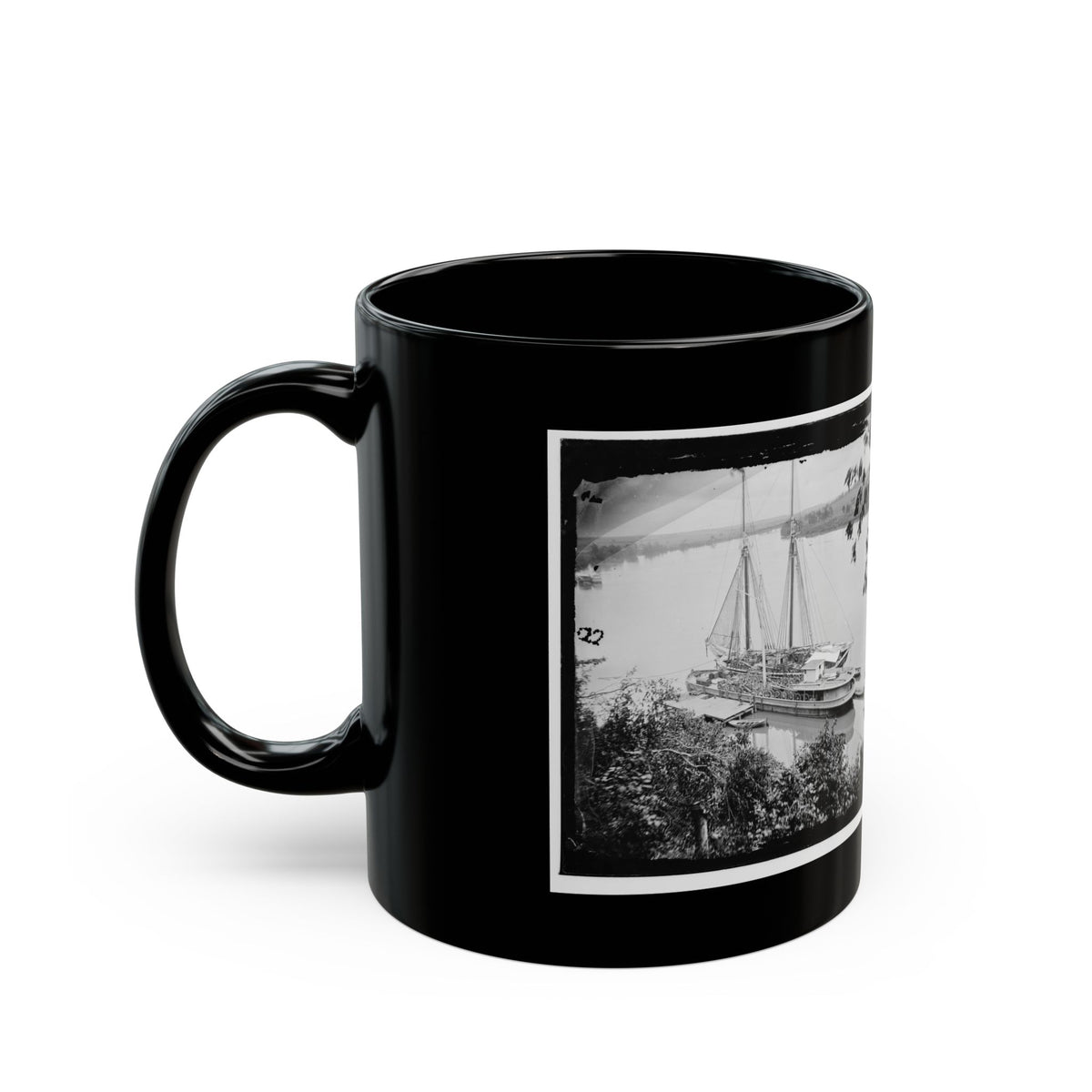 Drewry's Bluff, Va. Federal Transports With Cargoes Of Artillery On The James (U.S. Civil War) Black Coffee Mug