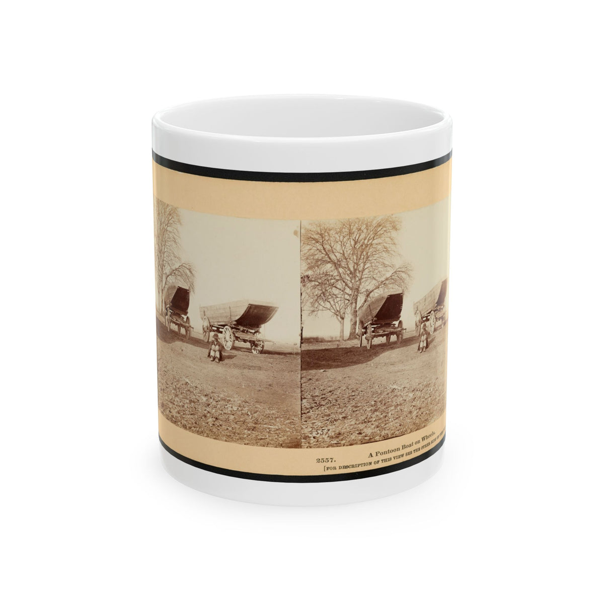 A Pontoon Boat On Wheels (U.S. Civil War) White Coffee Mug