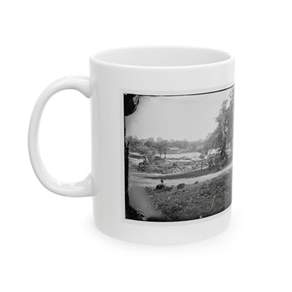 Petersburg, Virginia (Vicinity). View Of James River And Photographic Wagon Of Engineer Corps (U.S. Civil War) White Coffee Mug