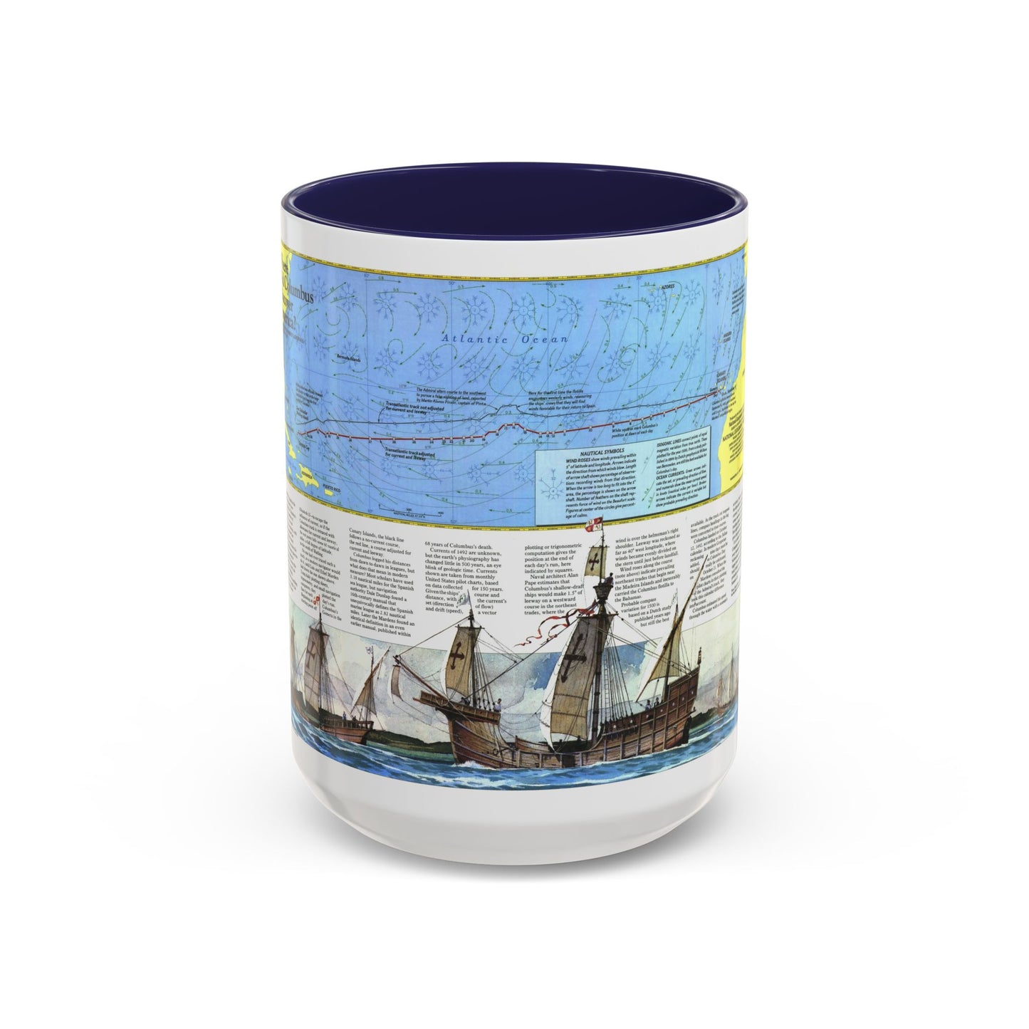 Americas - Where Did Columbus Discover America (1987) (Map) Accent Coffee Mug