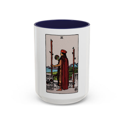 The 2 of Wands (Tarot Card) Accent Coffee Mug