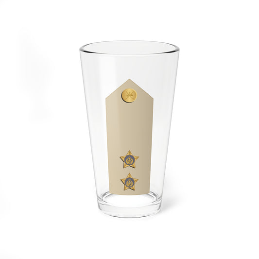 Beige pointed shoulder board with a gold badge at the top and two gold stars with crown emblems near the base.