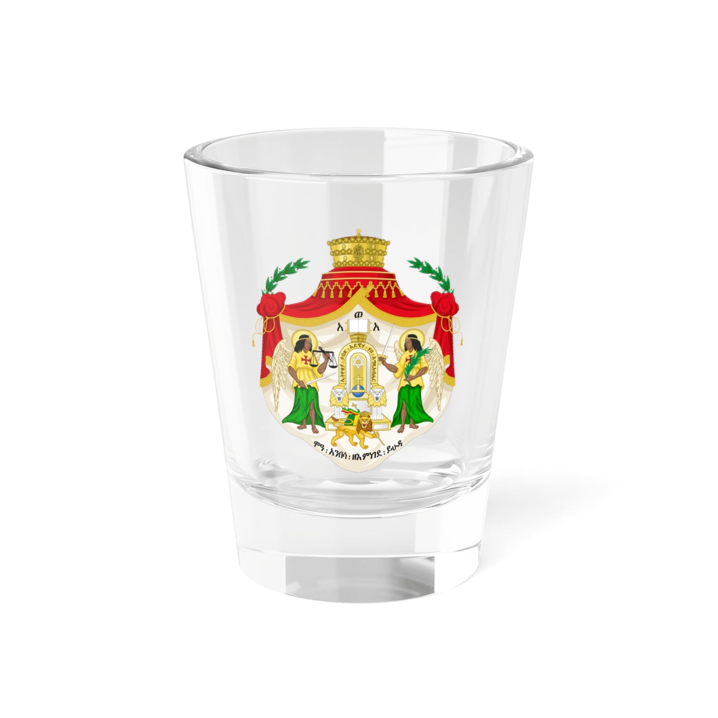 Imperial coat of arms of Ethiopia Haile Selassie (Ethiopia) (Coat of Arms) Shot Glass 1.5oz