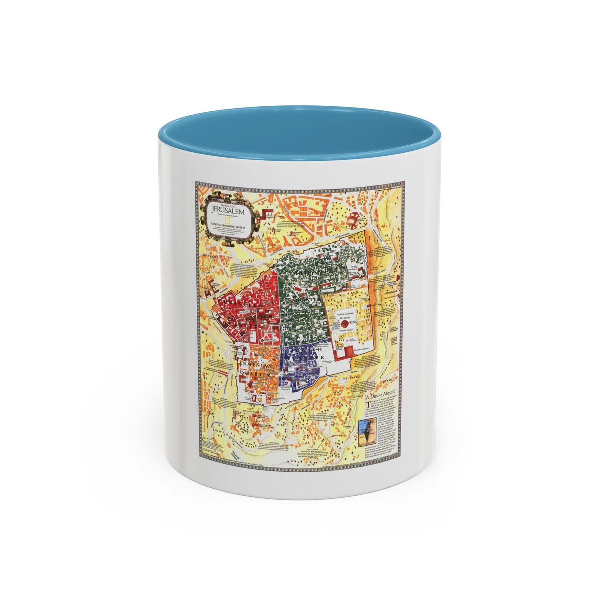 Jerusalem- The Old City (1996) (Map) Accent Coffee Mug