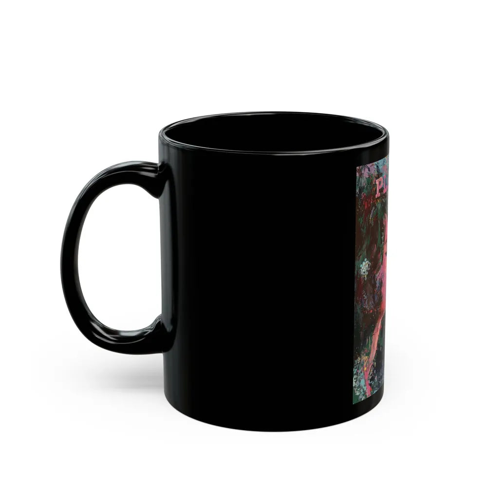 Bunny Sipping Champagne, Playboy, 1964 - Black Coffee Mug-Go Mug Yourself