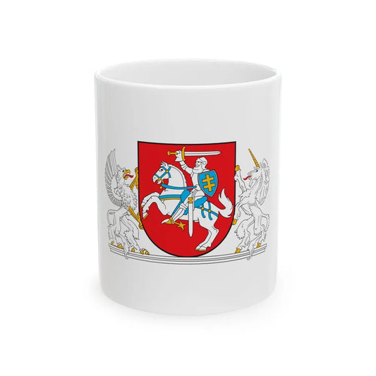 Coat of arms of the President of Lithuania - White Coffee Mug-11oz-Go Mug Yourself