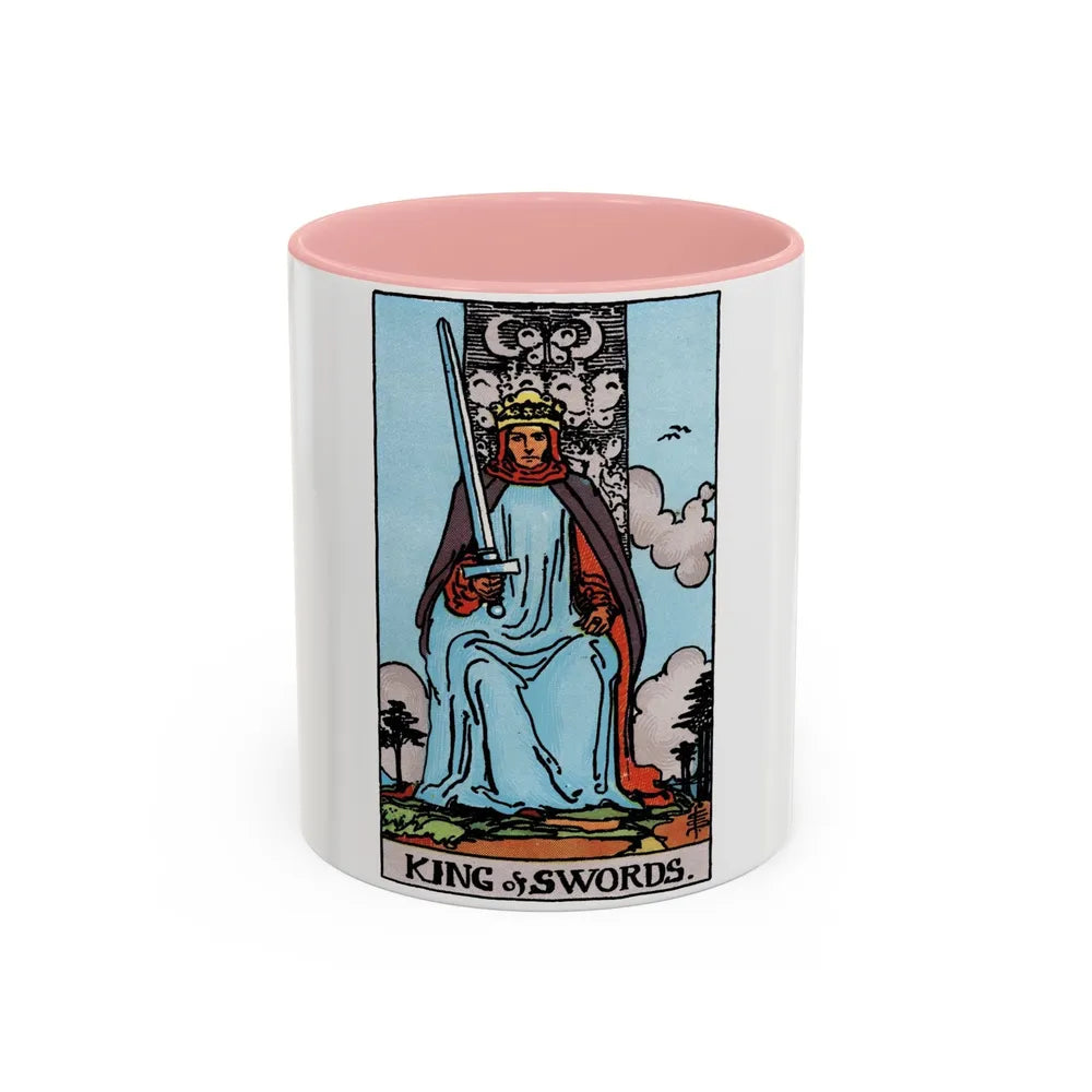 The King of Swords (Tarot Card) Accent Coffee Mug-11oz-Pink-Go Mug Yourself