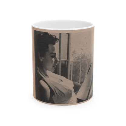 Pamela Duncan #17 - Night and Day Oversized Mag. Feb. '55 - 1 Cropped B&W Photo (Vintage Female Icon) White Coffee Mug-11oz-Go Mug Yourself