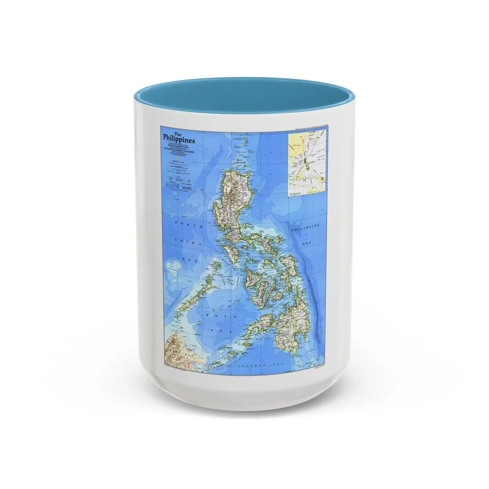 Philippines, The (1986) (Map) Accent Coffee Mug-15oz-Light Blue-Go Mug Yourself