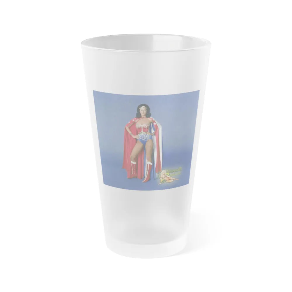 Lynda Carter #188 - Wonder Woman Photo (Vintage Female Icon) Frosted Pint 16oz-16oz-Frosted-Go Mug Yourself