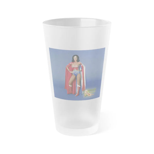 Lynda Carter #188 - Wonder Woman Photo (Vintage Female Icon) Frosted Pint 16oz-16oz-Frosted-Go Mug Yourself