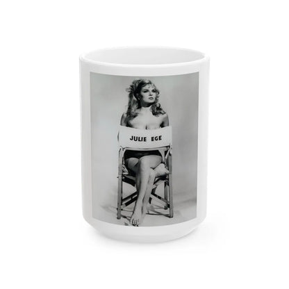 Julie Ege #269 - 8x10 B&W Full Body Semi Nude from 70's via a HQ (Vintage Female Icon) White Coffee Mug-15oz-Go Mug Yourself