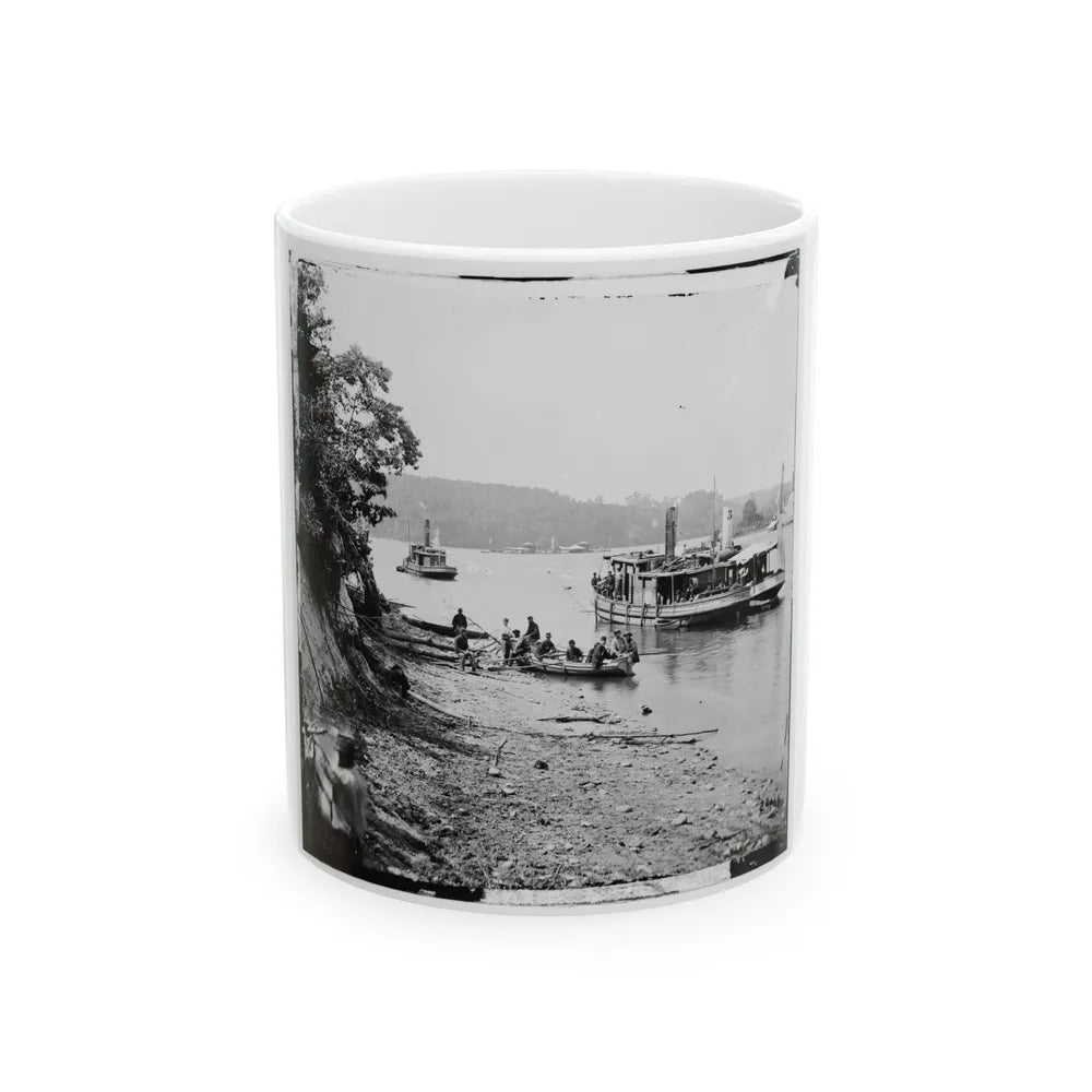 Deep Bottom, Va., Vicinity. Transport Linda Of Philadelphia And A Monitor (Onondaga ) On The James (U.S. Civil War) White Coffee Mug-11oz-Go Mug Yourself