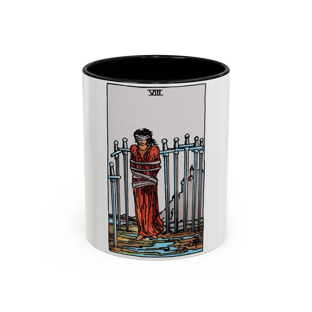 The 8 of Swords (Tarot Card) Accent Coffee Mug-11oz-Black-Go Mug Yourself