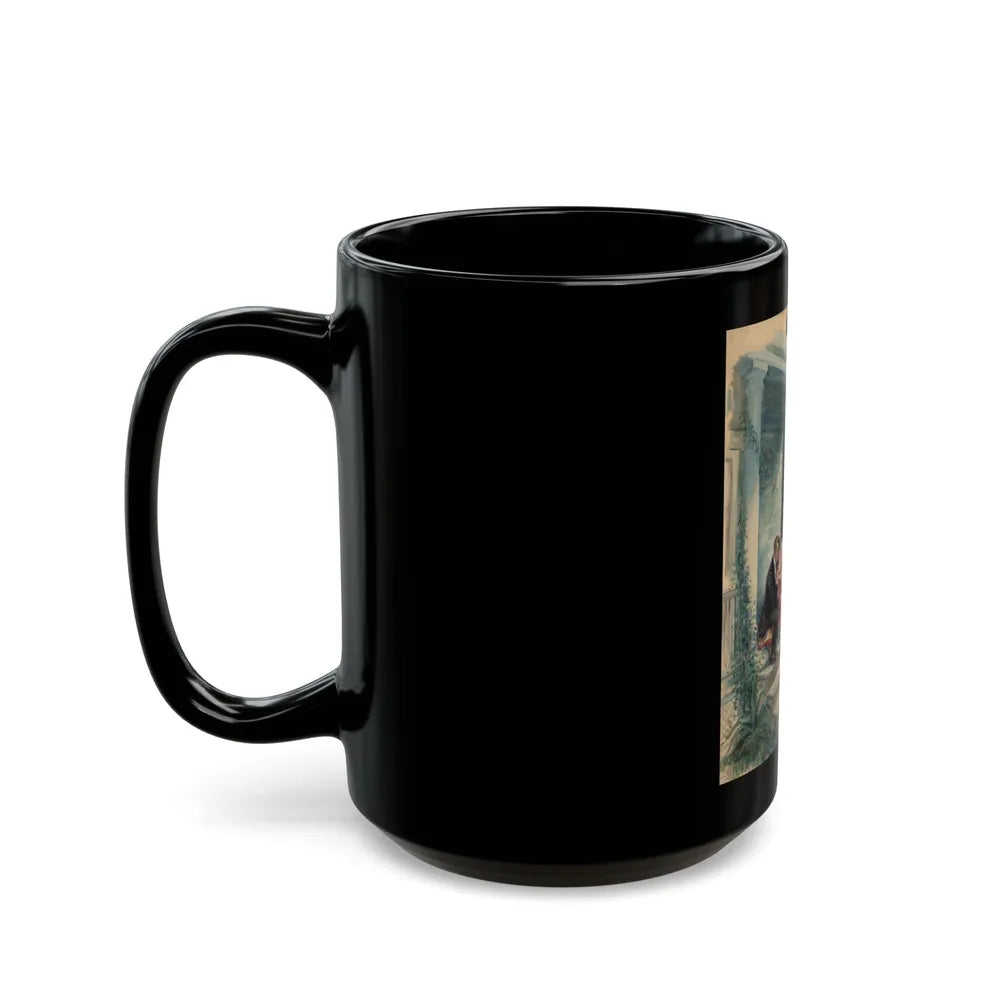 Evening on the Porch, magazine story illustration - Black Coffee Mug-Go Mug Yourself