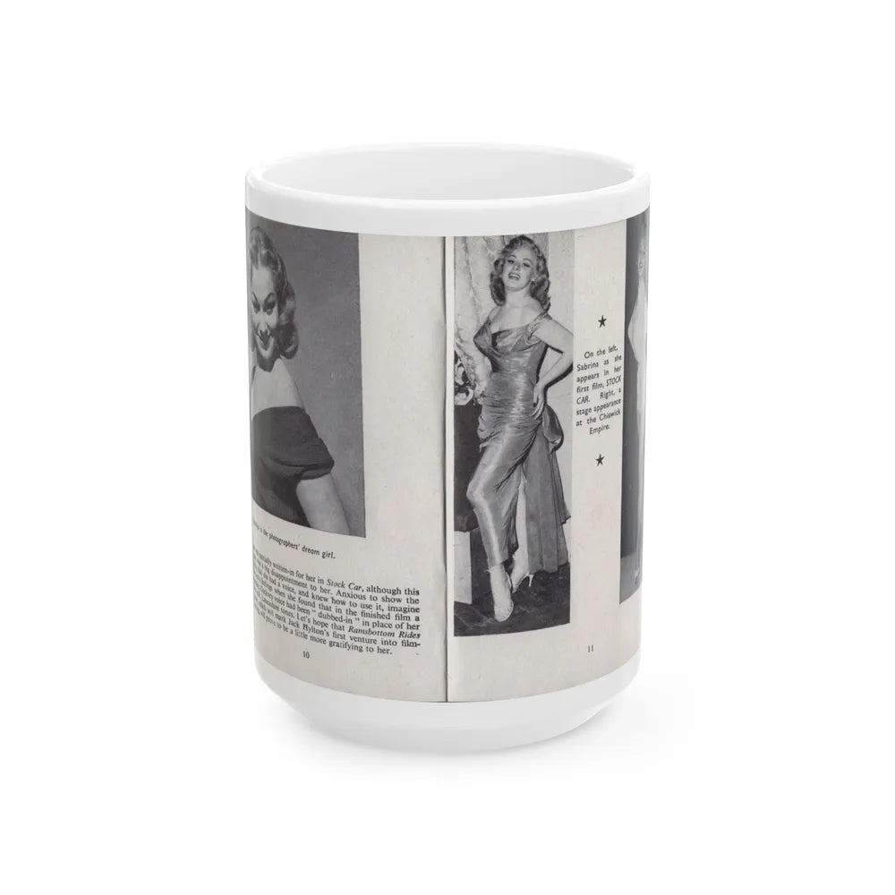 Norma Sykes #140 - 66 PHOTOGRAPHS OF Sabrina U.K. Pocket Mag. Pages 10 & 11 (Vintage Female Icon) White Coffee Mug-15oz-Go Mug Yourself