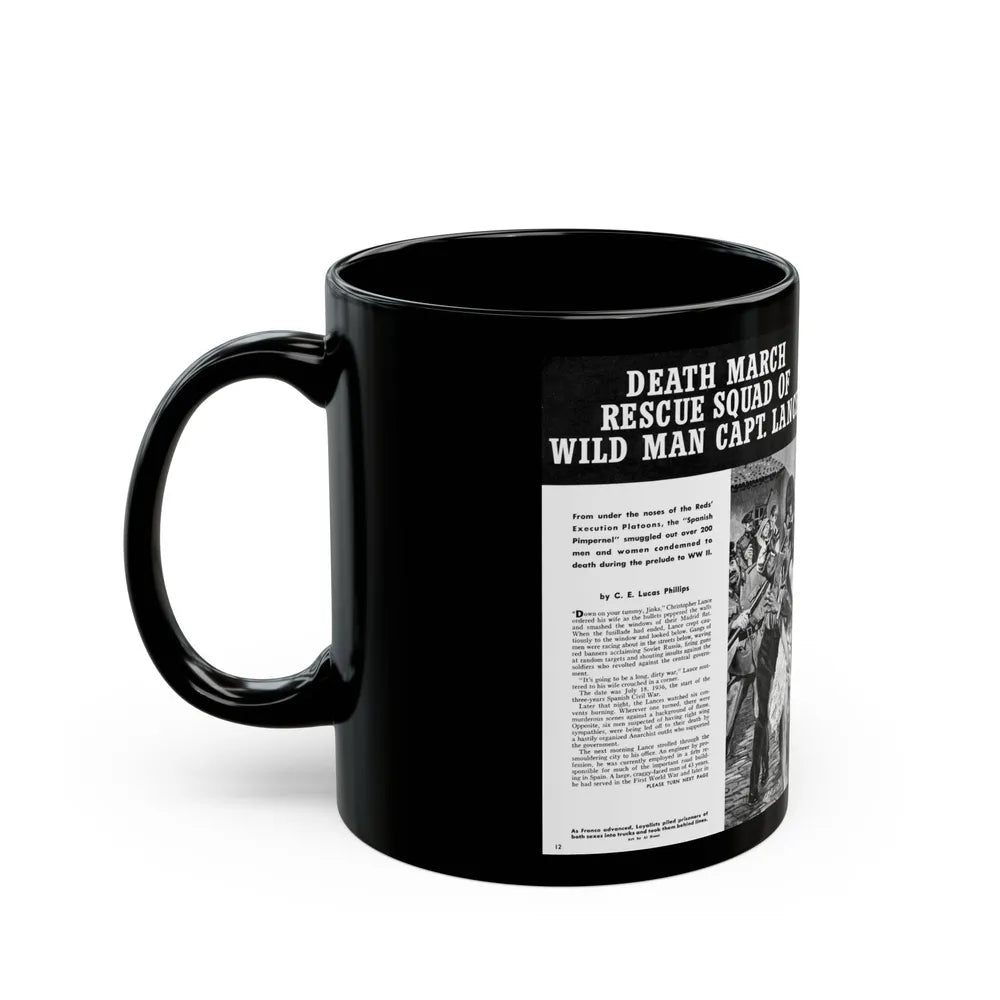 Death March Rescue Squad of Wild Man Capt. Lance, For Men Only, March 1961 - Black Coffee Mug-Go Mug Yourself