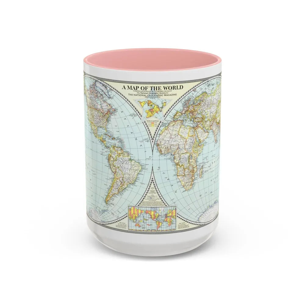 World Map (1941) (Map) Accent Coffee Mug-15oz-Pink-Go Mug Yourself