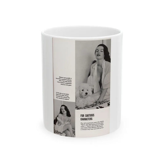 Helene Hayden #12 - 2 B&W Photos & Captions from Picture Scope Digest Mag. Jan. '57 (Vintage Female Icon) White Coffee Mug-11oz-Go Mug Yourself