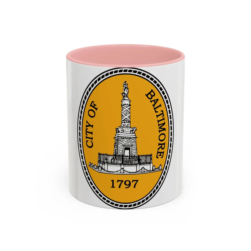 Seal of Baltimore Maryland - Accent Coffee Mug-11oz-Pink-Go Mug Yourself