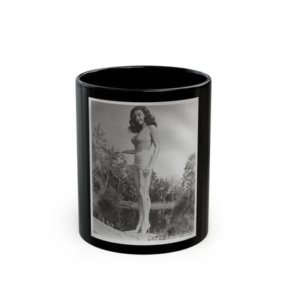 Elaine Stewart #164 - Negative Struck B&W 8x10 50's Era Full Body 1 Piece Swimsuit Cheesecake HQ Photo (Vintage Female Icon) Black Coffee Mug-11oz-Go Mug Yourself