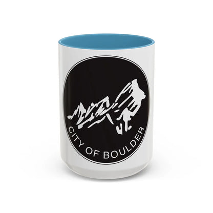 Seal of Boulder Colorado - Accent Coffee Mug-15oz-Light Blue-Go Mug Yourself