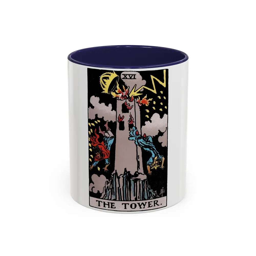 The Tower (Tarot Card) Accent Coffee Mug-11oz-Navy-Go Mug Yourself