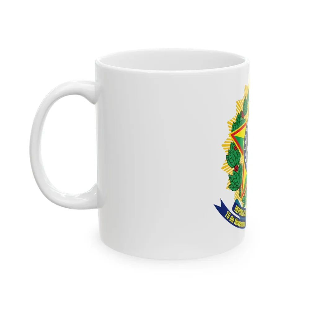 Coat of arms of Brazil (dark blue) - White Coffee Mug-Go Mug Yourself