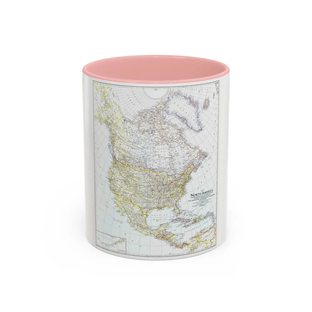 North America (1942) (Map) Accent Coffee Mug-11oz-Pink-Go Mug Yourself