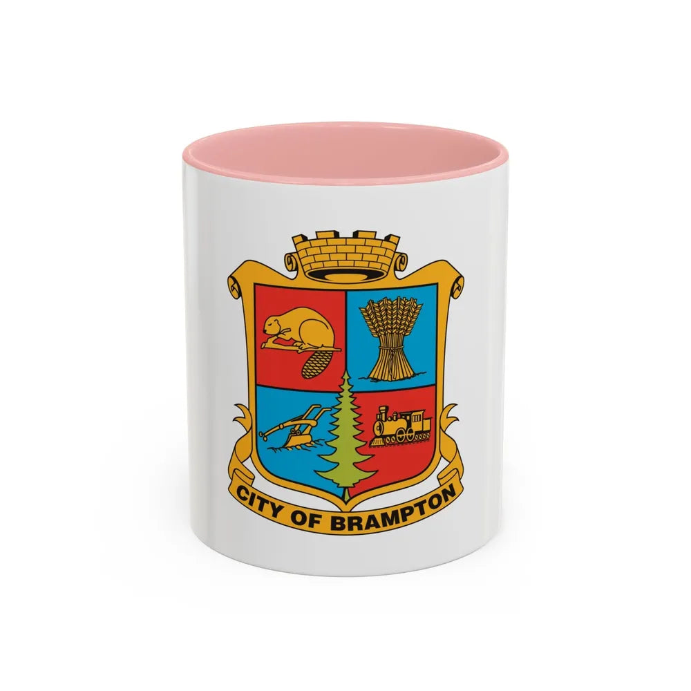 Flag of Brampton Canada - Accent Coffee Mug-11oz-Pink-Go Mug Yourself