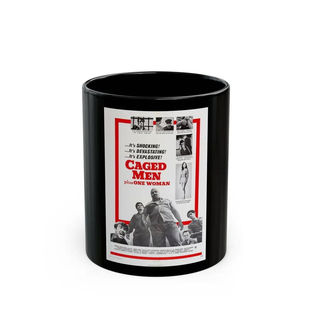 CAGED MEN PLUS ONE WOMAN 1971 Movie Poster - Black Coffee Mug-11oz-Go Mug Yourself