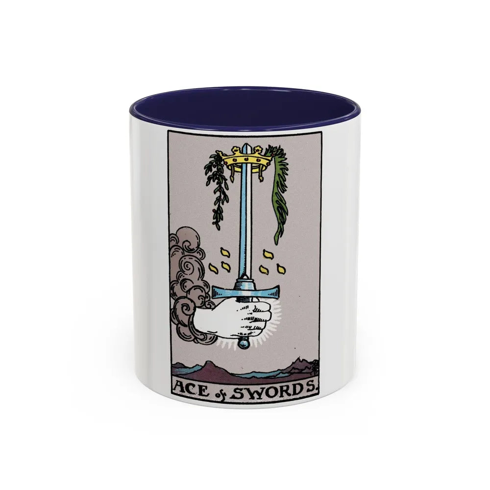 The Ace of Swords (Tarot Card) Accent Coffee Mug-11oz-Navy-Go Mug Yourself