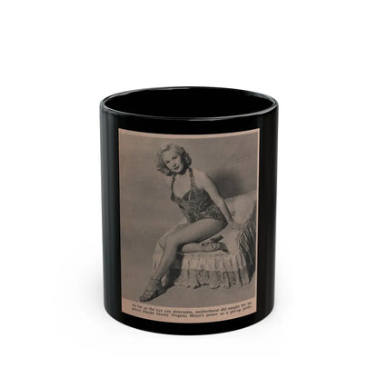 Virginia Mayo #235 - 1 Small Pin-Up Photo Page Clipping Circa Late 40's or 50's (Vintage Female Icon) Black Coffee Mug-11oz-Go Mug Yourself