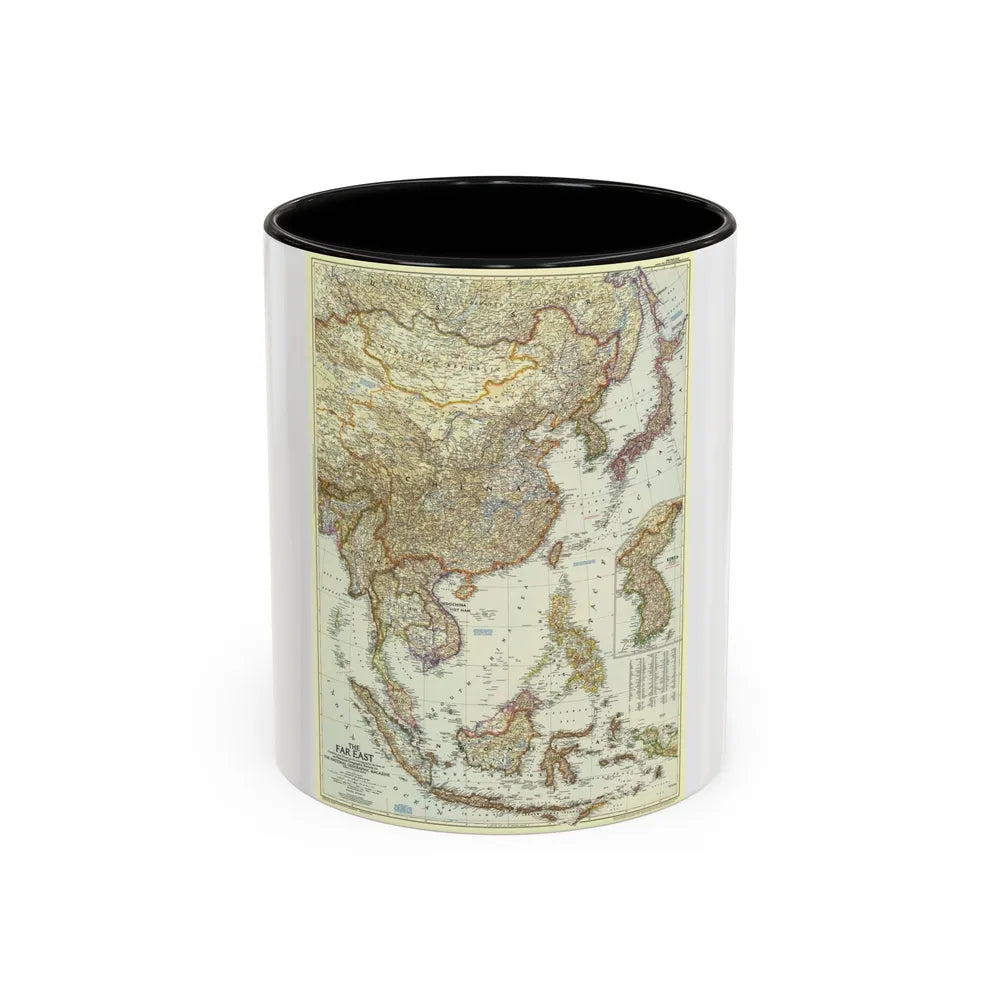 Far East (1952) (Map) Accent Coffee Mug-11oz-Black-Go Mug Yourself