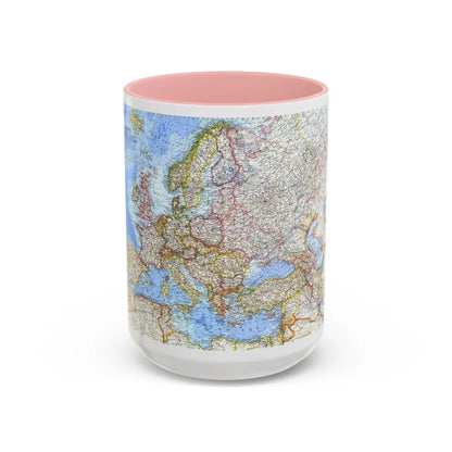 Europe (1962) (Map) Accent Coffee Mug-15oz-Pink-Go Mug Yourself