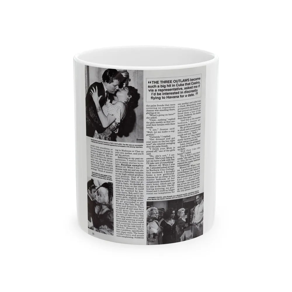 Jeanne Carmen #117 - Pages 3 of 14 with, 3 B&W Movie Stills & Article from Femme Fatales Mag. Oct. '95 (Vintage Female Icon) White Coffee Mug-11oz-Go Mug Yourself