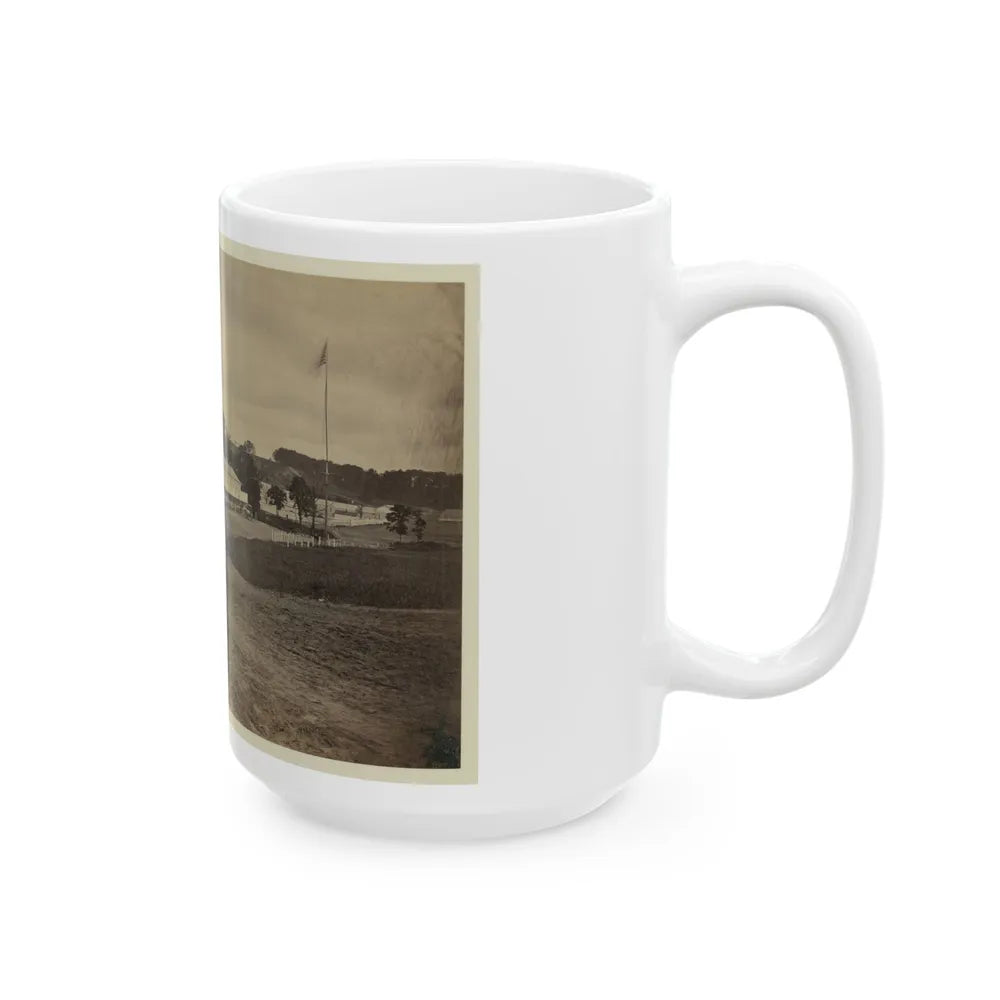 Cavalry Depot At Giesboro, Md. Soldier Facing Man And Girl With People In Horse-Drawn Carriage In Foreground (U.S. Civil War) White Coffee Mug-Go Mug Yourself