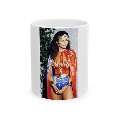 Lynda Carter #211 - Wonder Woman Photo (Vintage Female Icon) White Coffee Mug-11oz-Go Mug Yourself