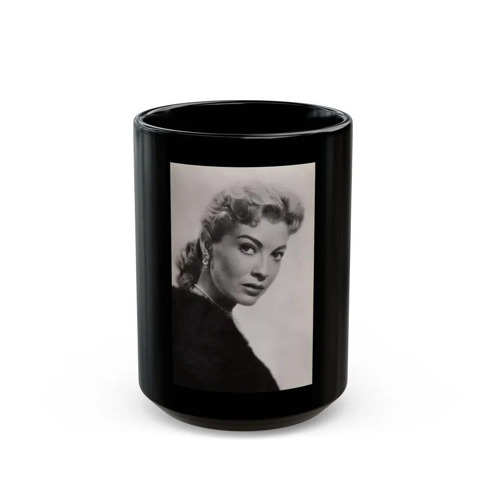 Lori Nelson #239 - 3.5x5.5 Upper Body B&W Glamour Headshot Photo on Postcard from 1956 (Vintage Female Icon) Black Coffee Mug-15oz-Go Mug Yourself