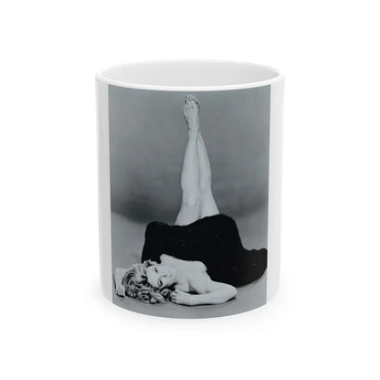 Sheree North #07 - 8x10 Full Body B&W Nude in Fur Cheesecake Photo cira 1960's2 (Vintage Female Icon) White Coffee Mug-11oz-Go Mug Yourself