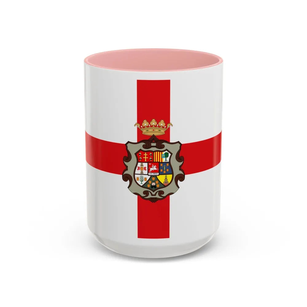 Flag of Huesca Spain - Accent Coffee Mug-15oz-Pink-Go Mug Yourself