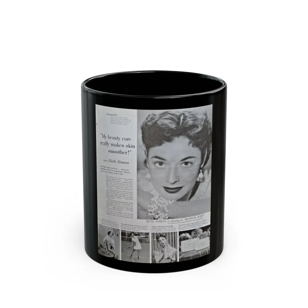 Ruth Roman #93 - Soap Add (Vintage Female Icon) Black Coffee Mug-11oz-Go Mug Yourself