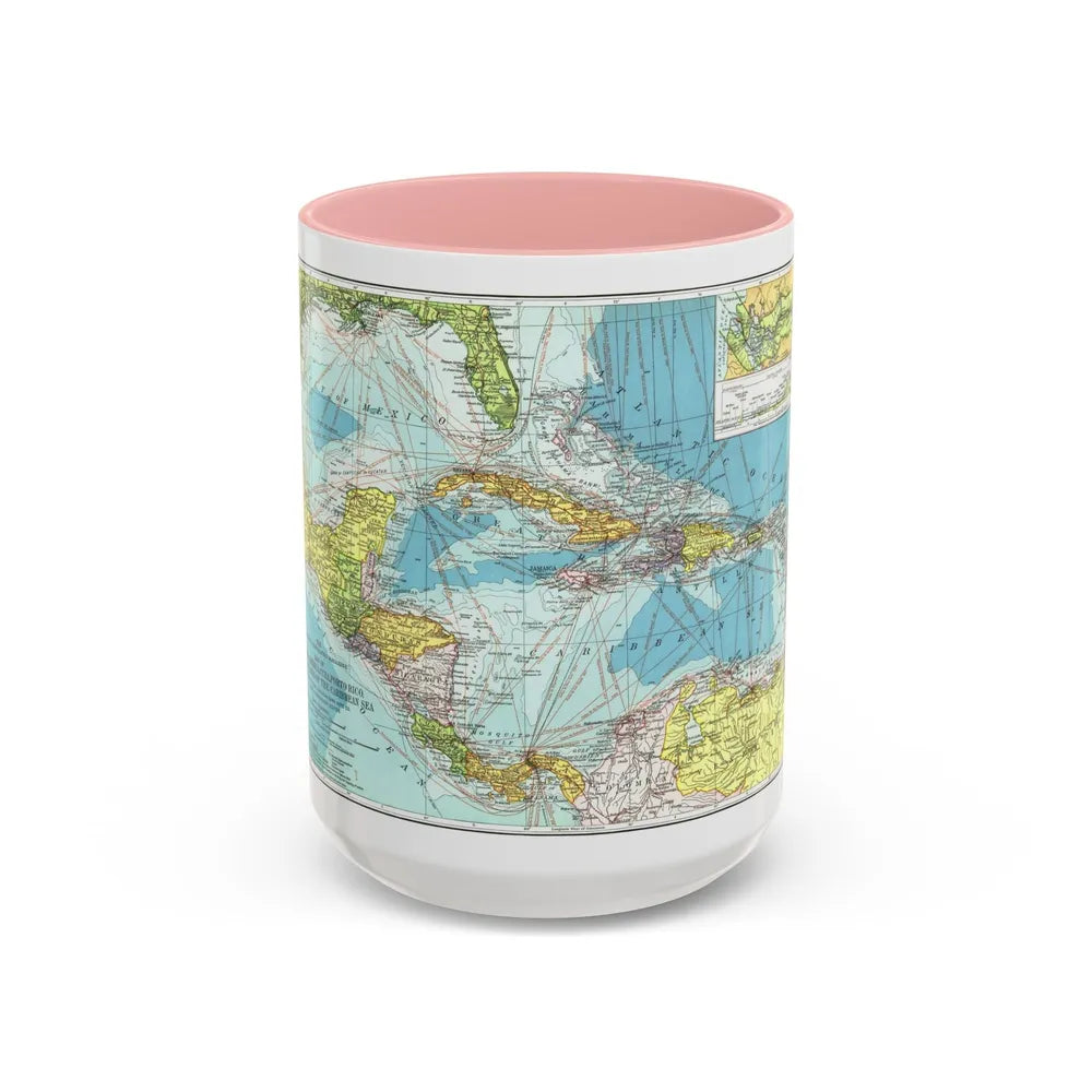 Central America (1913) (Map) Accent Coffee Mug-15oz-Pink-Go Mug Yourself