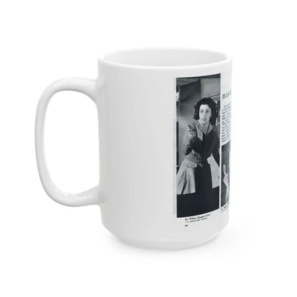 Faith Domergue #231 - [Pages 66 & 67] Pages 9 & 10 of 14+4 B&W Photos & Long Article on her from Pageant Digest Mag. April '51 (Vintage Female Icon) White Coffee Mug-Go Mug Yourself