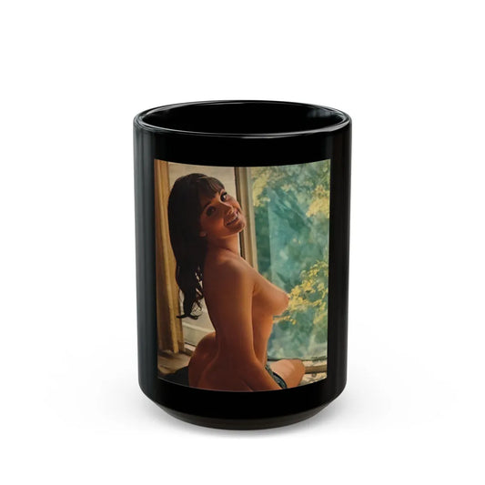 Victoria Vetri #104 - Topless (Vintage Female Icon) Black Coffee Mug-15oz-Go Mug Yourself