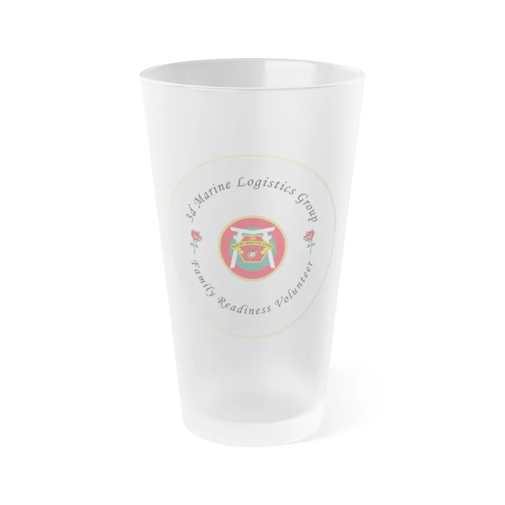 3d Marines Logistics Group Family Readiness Volunteer (USMC) Frosted Pint Glass 16oz-Go Mug Yourself