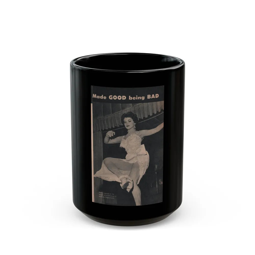 Debra Paget #484 - [Pages 89] Pages 2 of 6 with, Debbie+1 B&W Photo, Headline from Scope Digest Mag. Nov. '55 (Vintage Female Icon) Black Coffee Mug-15oz-Go Mug Yourself