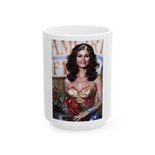 Lynda Carter #269 (Vintage Female Icon) White Coffee Mug-15oz-Go Mug Yourself