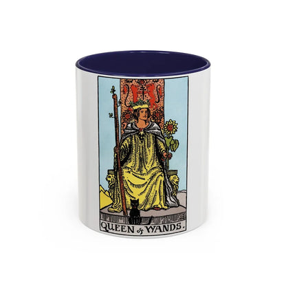 The Queen of Wands (Tarot Card) Accent Coffee Mug-11oz-Navy-Go Mug Yourself