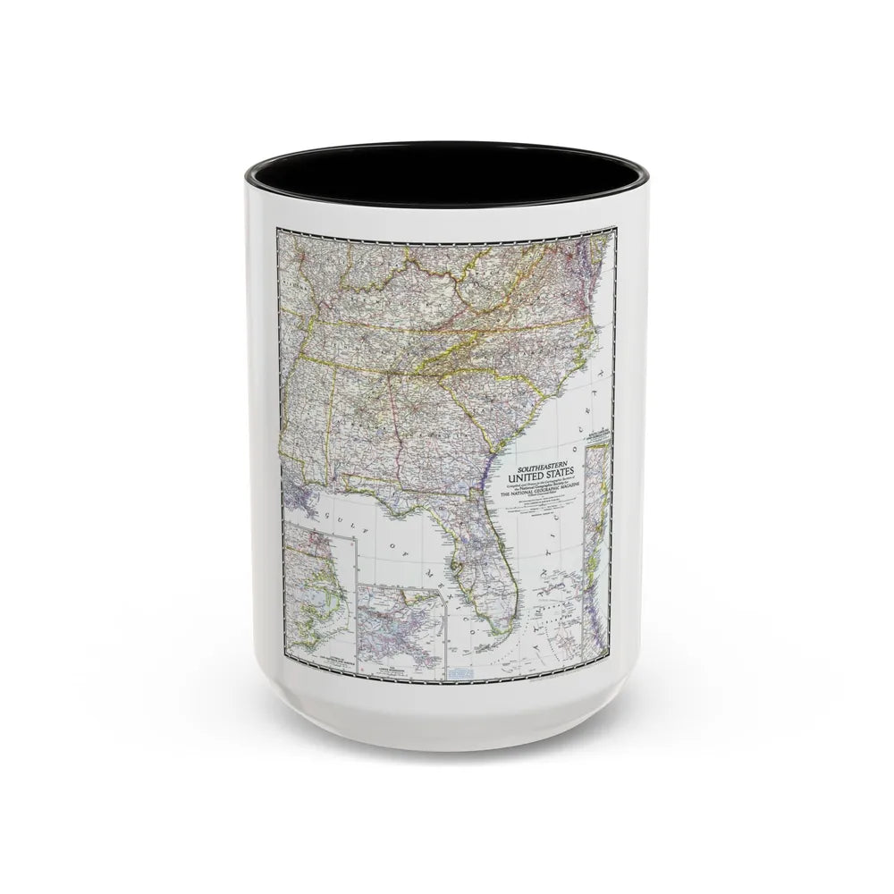 USA - Southeastern (1947) (Map) Accent Coffee Mug-15oz-Black-Go Mug Yourself